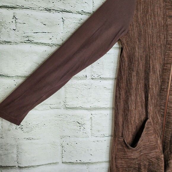 LOGO Lori Goldstein Medium Brown Knit Zip Up Cardigan Sweater Jacket A266500 XS - Picture 7 of 7